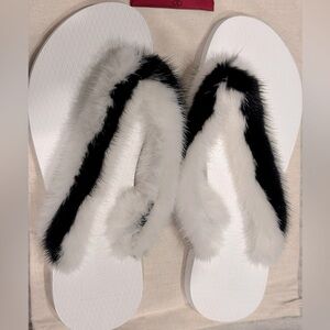 Valentino Garavani Mink Flip Flops